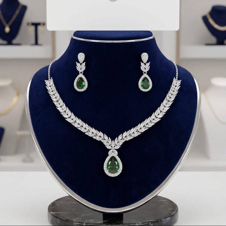 Pristine Emerald-Cut Zircon Necklace Set