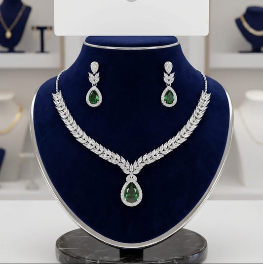 Pristine Emerald-Cut Zircon Necklace Set